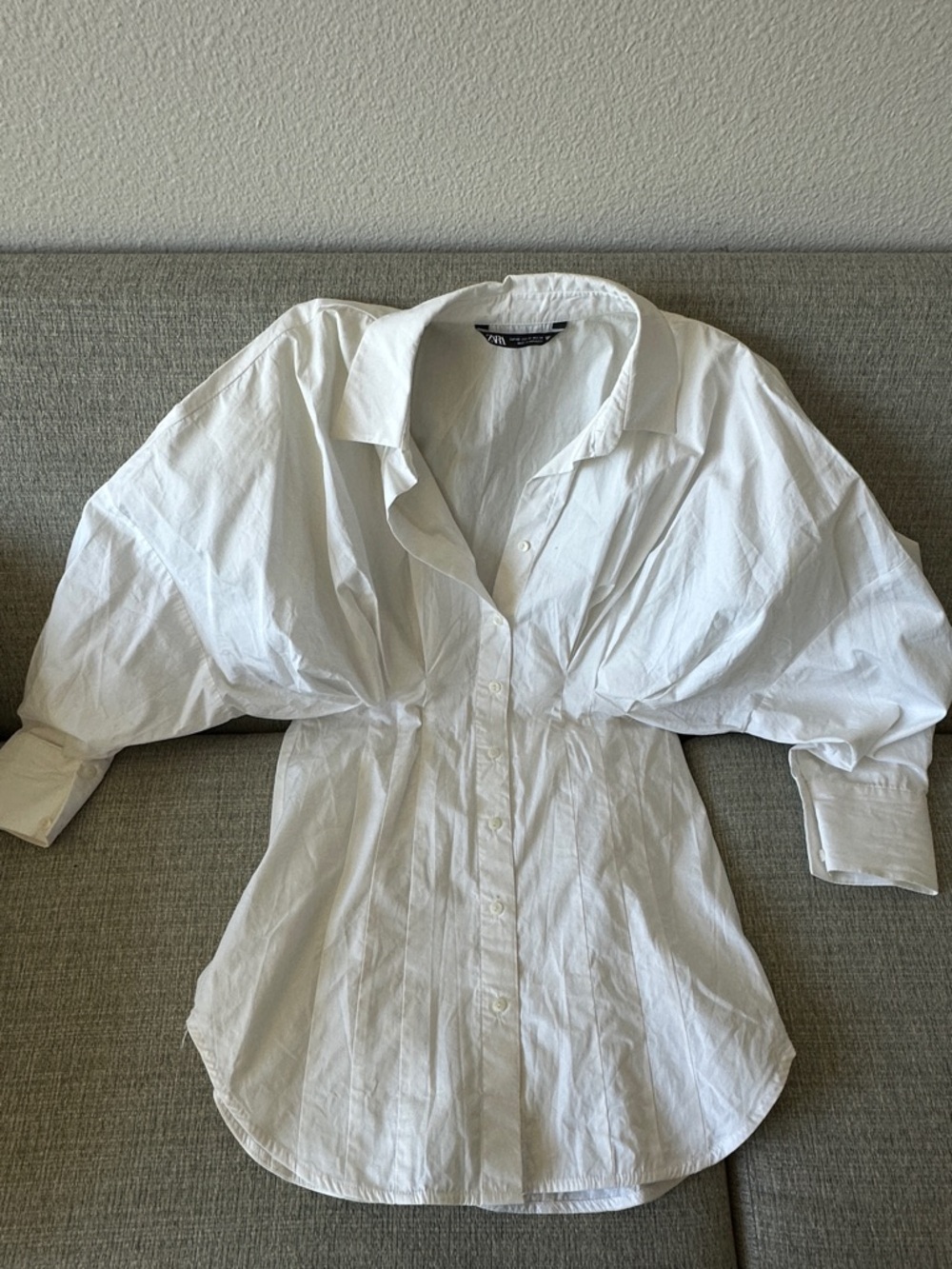 Zara White Collared shirt dress